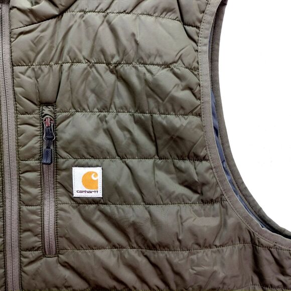 Carhartt Vest Men XL Green Rain Defender Lightweight Insulated Puffer OV2286 NEW - Picture 3 of 15